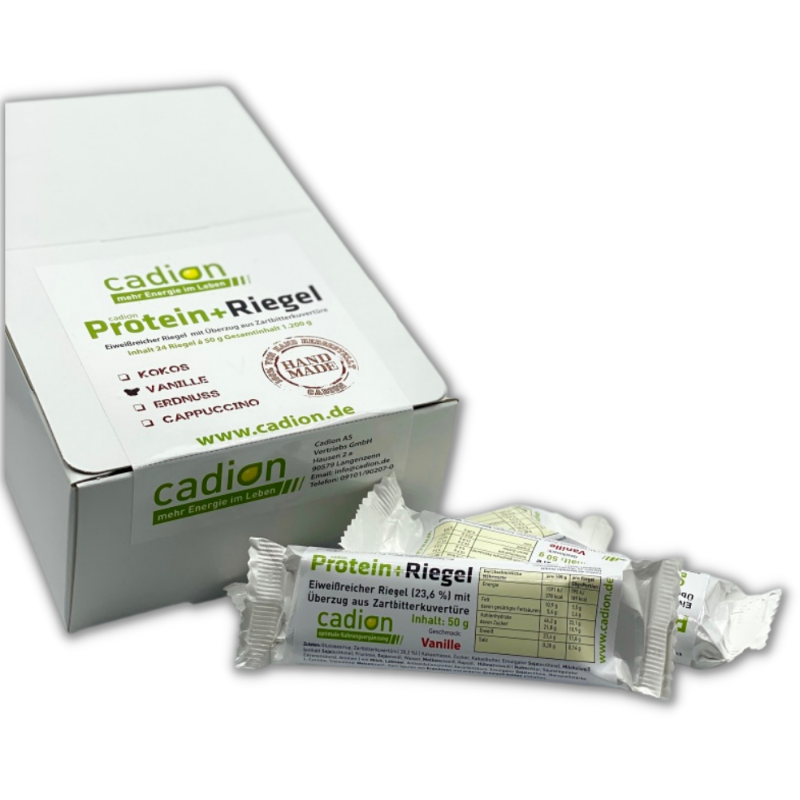 Cadion Pack Protein + Eiweiss Riegel Vanille Zartbitter Display