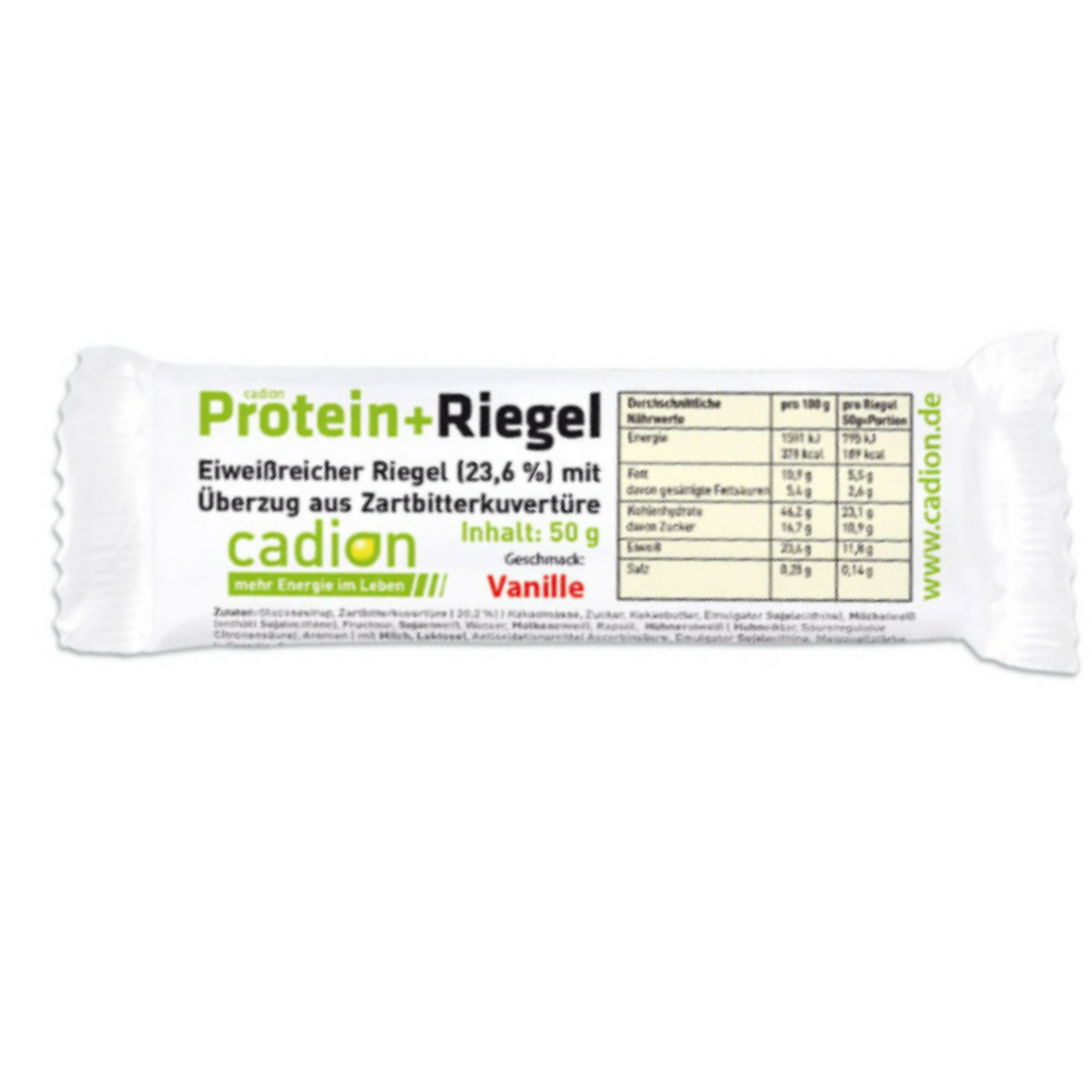 Cadion Protein + Eiweiss Einzel-Riegel Vanille Zartbitter